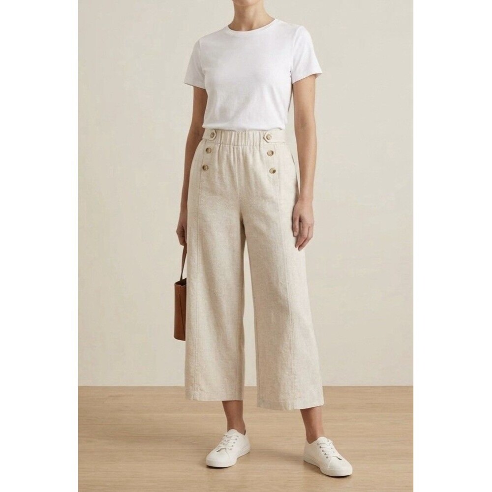 Robert Louis Women’s Linen and Cotton Wide Leg Sailor Pants - Size XL